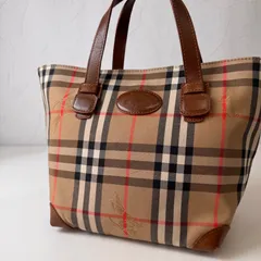 ✨Cランク　BURBERRY　シャドーホース　ノバチェック　ハンドバッグ　bag　レザー　ブラウン　vintage　「23EL」