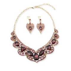 [ＫＫ　Ｓｏｌｉｓ] ネックレス＆イヤリングセット 華やかなマーキスカットとラウンドカットのクリスタルガラスを贅沢に使用した立体感のあるフラワーモチーフが首元を華やかに彩り、存在感 のデザイン 演奏会、ダンス、舞台、ブライダル、パーティーなど、特別なシーンを 