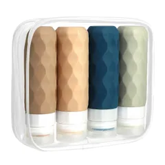 シリコン トラベルボトル セット 詰め替えボトル 旅行・出張用 (90ml 4本セット） 【クリスタル】カラーB