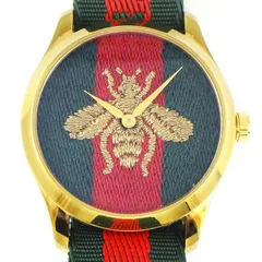 グッチ GUCCI 腕時計 Gタイムレス 126.4 グリーン/レッド/ビー文字盤 シェリーライン マルチカラー ナイロンベルト GP SS クオーツアナログ 【中古】のサムネイル