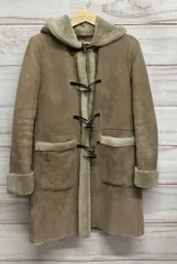 EMMETI エンメティ 羊革 ムートンコート ダッフルコート　レディース　サイズM ベージュ系　イタリア　レザー