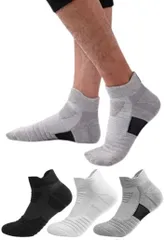 [パンツ道場] 靴下 メンズ スポーツ ソックス くるぶし 通気性 抗菌防臭 吸汗速乾 滑り止め 着圧 3足セット (3色セット) [3色セット]