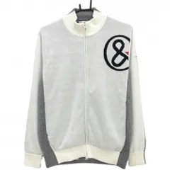 【美品】アンパスィ ニットジャケット 白×グレー 裏地付 ビッグロゴ  メンズ M ゴルフウェア and per se