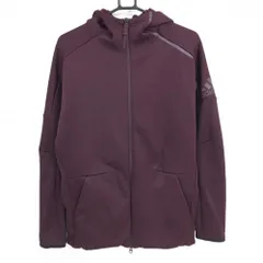 【美品】アディダス ジップパーカー ボルドー 裏起毛 袖ロゴ  メンズ XO(3L) ゴルフウェア adidas