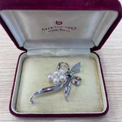 【極美品】MIKIMOTO ミキモト　リボン型 ブローチ 真珠　パールブローチ 2025年最新】ミキモト リボン ブローチの人気アイテム - メルカリ
