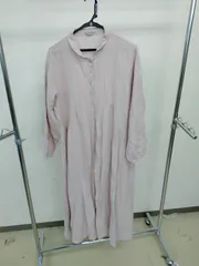 Samansa Mos2 麻100％ ロングシャツワンピース ピンク Mサイズ サマンサモスモス 薄手 長袖 リネン