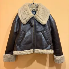 ZARA ダブルフェイスムートンボアショートジャケット ブラウン フライトジャケット S【送料込み】