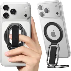 【新着商品】13/14/15/16/17シリーズ用 【iPhone 安定性 取り外し可能 磁気リングホルダーストラップ 】 】 マグネッツフィンガーループ マグセーフキックスタンド MagSafe対応バンカーリンググリップ マグセーフ対応アクセサリー（黒） e
