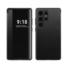 【在庫処分】ケース Galaxy S25 Ultra 透明 側面視窓 定番ライチ柄PUレザー 薄型 手帳型 携帯電話 可愛い 面白い おしゃれ キャラクター スタンド機能 ワイヤレス充電 カバー レンズ保護 マグネット 落下防止 スマホ 全面保護 指紋防止 磁