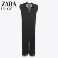 ZARA  ザラ ワンピース ノースリーブ シャツワンピース ノースリーブ ひざ丈 Iライン 襟付き 2way 新品未使用 ブラック Lサイズ