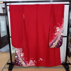 美品！！正絹/振袖.帯.ストール.飾り/豪華 金彩 赤地 成人式/卒業式
