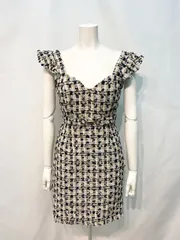 1846 未使用タグ付き DAZZY デイジー キャバクラ　ドレス　ツイード　ラメ　キラキラ　フリル　タイト　ミニ　キャバドレス　M