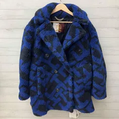 TOMMY HILFIGER トミーヒルフィガー ピーコート フェイクファーコート モノグラム レディース S~Mサイズ ブルー ブラック タグ付き
