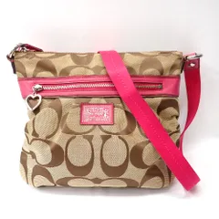 Ft1297071 コーチ ショルダーバッグ デイジー ポピー シグネチャー F22945 ベージュ/ピンク レディース COACH 中古
