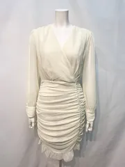 1847 キャバクラ ドレス シフォン ギャザー シャツワンピース タイト ミニ キャバドレス M