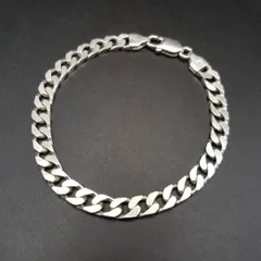 イタリア製 シンプル 喜平チェーン 925 シルバー ヴィンテージ ブレスレット 銀 英国 London Convention マーク メンズジュエリー Y24-B③
