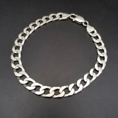 ラウンド フラット喜平チェーン 925 シルバー ヴィンテージ ブレスレット 銀 英国 Sheffield Convention マーク メンズジュエリー Y24-B④