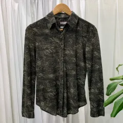 マックスアンドコー MAX&Co ヴィンテージ カーキ なみなみ柄 ジャージ シャツ 15230