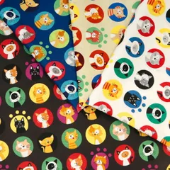 circle猫 IN THE POP WORLD シーチング生地  猫柄 POP ドット モダン ブラウス シャツ 人気 小物 雑貨 猫好き ハンドメイド 手芸 50cm単位