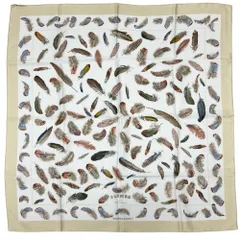 エルメス HERMES カレ90 PLUMES par Henri de Linares スカーフ シルク ベージュ レディース【中古】