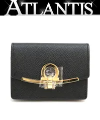 【広尾店】極美品 サルヴァトーレフェラガモ Salvatore Ferragamo キーリング付きカードケース レザー 黒 【17715】