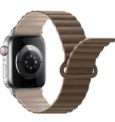 【Anlinser】Apple Watch バンド コンパチブル ループ付き両面リバーシブルマグネットストラップ ブラウン