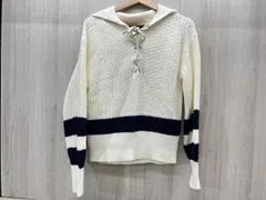 冬 POLO RALPH LAUREN ポロ ラルフローレン セーラーりぼんニット 長袖ニットプルオーバー ホワイト×ネイビー Sサイズ