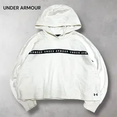 アンダーアーマー UNDER ARMOUR テープドフリースフーディー 裏起毛 ショート丈 プルオーバー パーカー スウェット ドロップショルダー ボックスシルエット ルーズフィット ロゴテープ ゆったり ホワイト LG