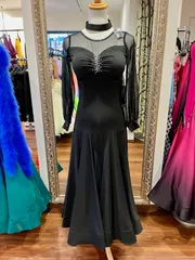 【新品・未使用】ワンピース　社交ダンスドレス　モダンドレス　スタンダードドレス　パーティードレス　黒