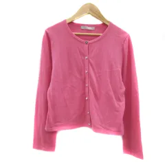 エフデ ef-de ニットカーディガン ショート丈 ラウンドネック 無地 9 ピンク /YS11