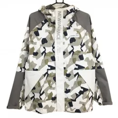 ニューバランスゴルフ ジップパーカー 白×グレー×カーキ 総柄 ジャケット メンズ 6(XL) ゴルフウェア New Balance