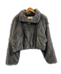 ミリアフィニティ Mili affinity フェイクファー ショート丈 ダブルジップジャケット ファージャケット ジャケット グレー フリーサイズ 101LT-219