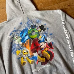 2014 Walt Disney World FANTASIA Mickey zip up sweat hoodie. 古着　ディズニー　スウェット　ジップパーカー　グレー　XXL Hanes
