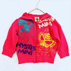 ME1-798☆ヒステリックミニ HYSTERIC MINI ヒスミニちゃん リトルアンデルセン 濃厚ピンク 人気のブランド パーカー フード付き 80サイズ◎