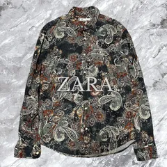 ZARA ザラ 長袖シャツ ペイズリー 総柄 ネイビー系 紺色系 サイズM