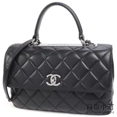 シャネル トレンディCCトップハンドル ラムスキン ブラック 2WAY チェーンショルダー ハンドバッグ ココマーク ツイストロック レザー #23 A69923 TRENDY CC TOP HANDLE FLAP BAG