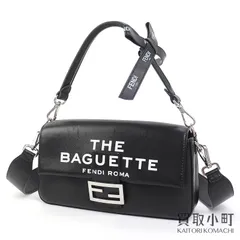 フェンディ バゲット マークジェイコブスコラボ ブラックレザー バッグ ミディアム トップハンドル 2WAYショルダー ハンドバッグ リボン付き 8BR600 THE BAGUETTE BAG