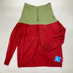 未使用品 Kikki ニット カーディガン 3Lサイズ 定価10908円税抜 赤緑系 総丈約90㎝