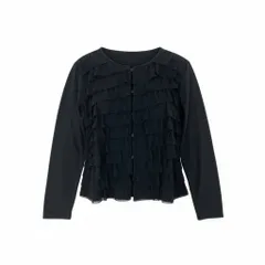 67k20《美品》TOKUKO 1er VOL トクコプルミエヴォル フリルジャケット ロングスリーブカーディガン 薄手 フォーマル レディース 女性用 9 ブラック ポリエステル100％u02t