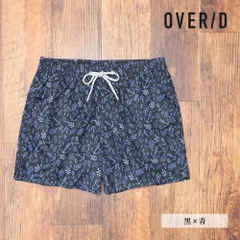 春夏/OVER-D/Lサイズ/サーフパンツ スイムパンツ スイムウェア 水着  リゾート ビーチ ショートパンツ ショーツ 紳士 メンズ  新品/黒×青/km113/