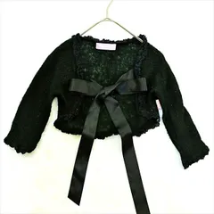ME1-803☆mezzo piano/メゾピアノ ボレロ ブラック キラキラ 大きいリボン♪ ショートカーディガン Sサイズ(140) 長袖 子供服 お出かけ 結婚式 発表会 イベント ■