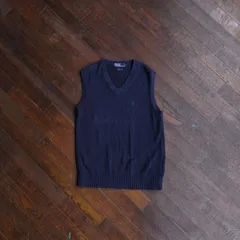 00s “Polo by Ralph Lauren” Cotton Knit V Neck Vest / Preppy Casual Style China Made Cotton L