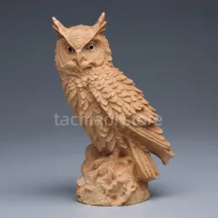 【送料無料】崖柏木彫り フクロウ 置物 リビング 和風 実木 木彫り 工芸品 ギフト インテリア おしゃれ 縁起物 知恵 職人手工芸