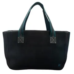 バーバリーブルーレーベル BURBERRY BLUE LABEL トートバッグ ハンドバッグ ホース 刺繍 ロゴ  キャンバス ライン入り 黒 ブラック