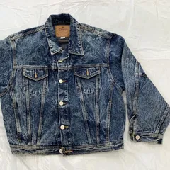 90’s ケミカルウォッシュ　EDWIN／デニムジャケット L相当／青色 ヴィンテージ加工／メンズ アウター／綿100％