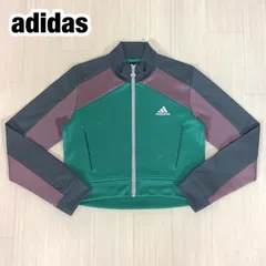 【美品】【未使用級】adidas アディダス ショート丈 トラックジャケット ジャージ上 M 切り替えし配色 刺繍ロゴ 着丈45cm 肩幅37cm 身幅(脇下)43cm 袖丈58.5cm【古着】