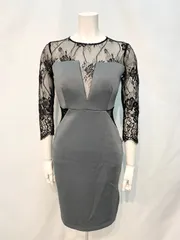 1859 DAZZY デイジー　キャバクラ　ドレス　レース　伸縮性　ミディ　シンプル　キャバドレス　L