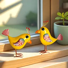 置物 オブジェ ガーデンオーナメント 小鳥 トリ とり 2羽セット 黄色 青 屋外 屋内 インテリア 玄関 リビング ダイニング 装飾 庭 ガーデニング 装飾 ガーデン 可愛い ギフト インテリア用品