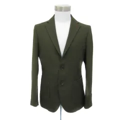 コムサイズム COMME CA ISM テーラードジャケット ミドル丈 シングルボタン 総裏地 無地 M カーキ /YS1