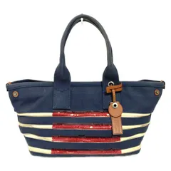MARC BY MARC JACOBS(マークバイマークジェイコブス) トートバッグ - ネイビー×レッド×アイボリー スパンコール/ボーダー